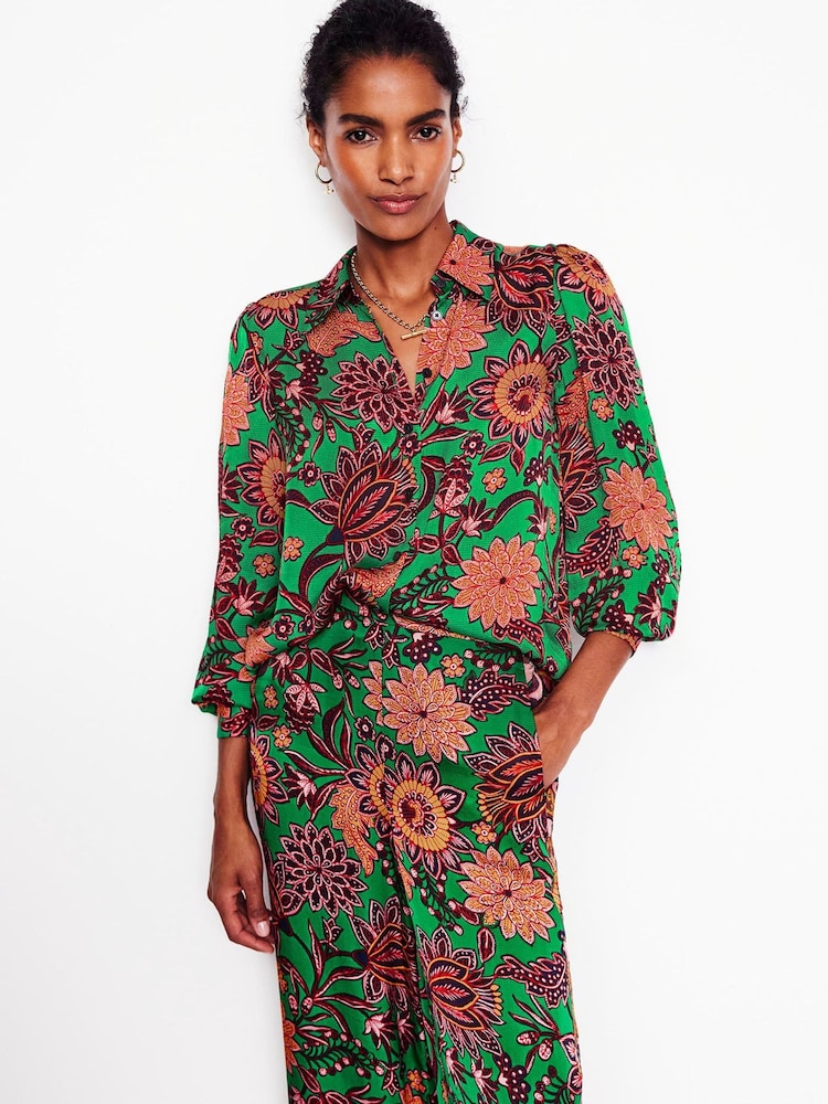 Boden Green Hammered Satin Shirt - Image 2 of 6