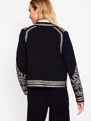 Boden Black 100% Cotton Collared Knitted Jacket - Image 3 of 6