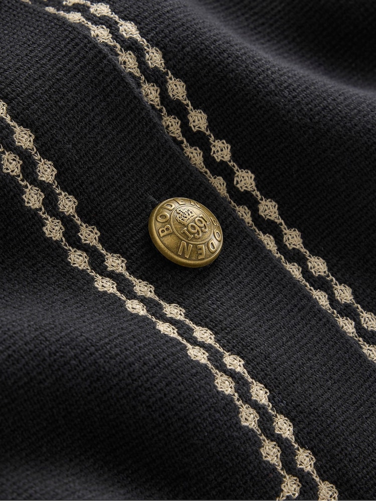 Boden Black 100% Cotton Collared Knitted Jacket - Image 6 of 6