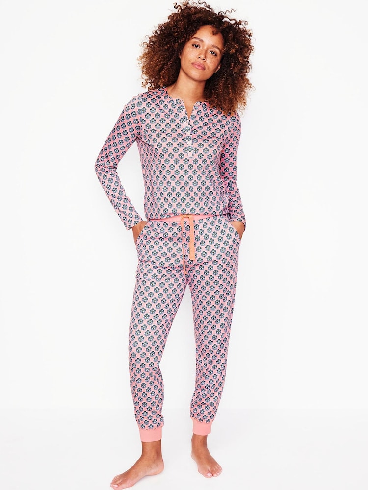 Boden Pink Jersey Pyjama Long Sleeve Top - Image 1 of 5