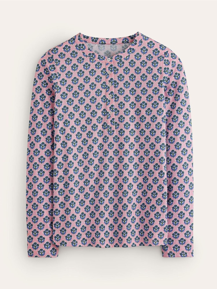 Boden Pink Jersey Pyjama Long Sleeve Top - Image 5 of 5