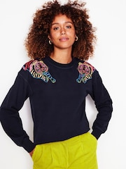 Boden Blue 100% Cotton Emi Embroidered Sweatshirt - Image 2 of 6