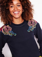 Boden Blue 100% Cotton Emi Embroidered Sweatshirt - Image 3 of 6
