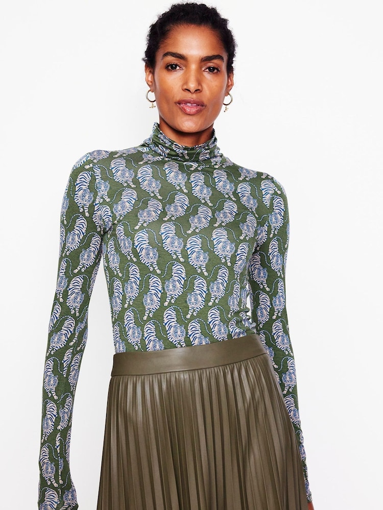 Boden Dark Green Polly Jersey Top - Image 1 of 5