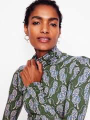 Boden Dark Green Polly Jersey Top - Image 4 of 5