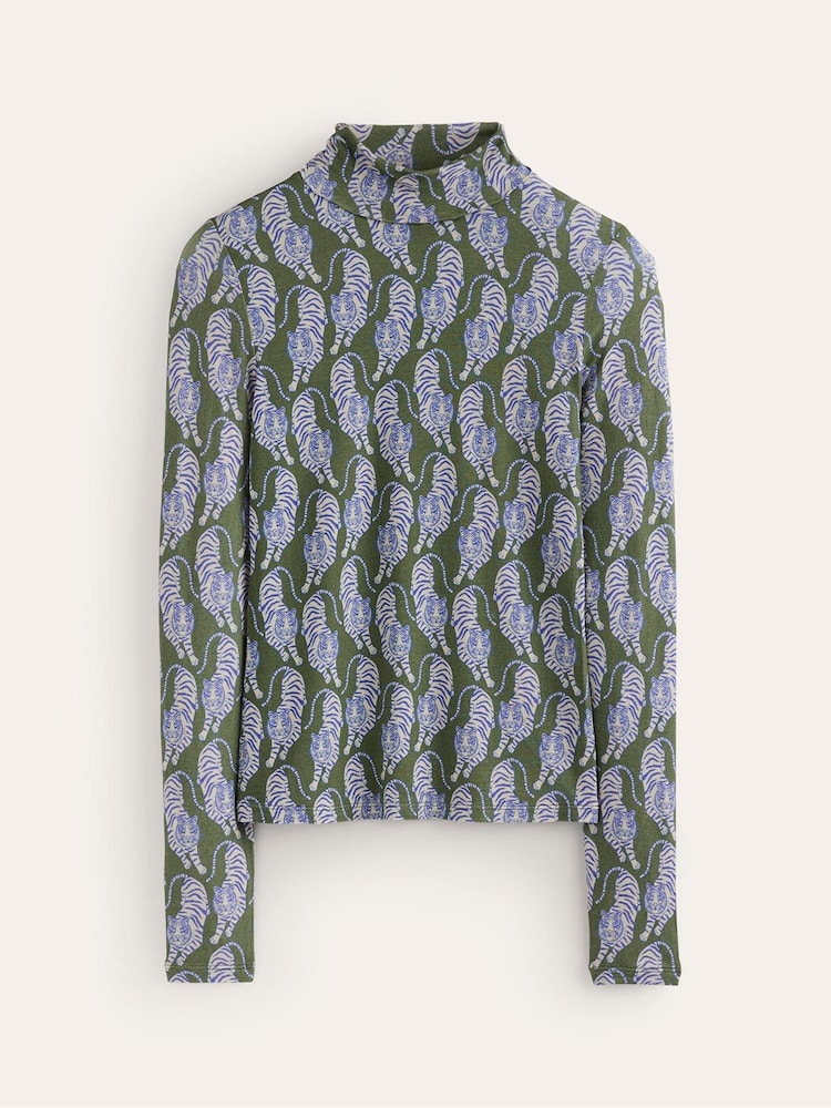 Boden Dark Green Polly Jersey Top - Image 5 of 5
