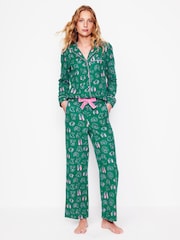 Boden Green Brushed 100% Cotton Pyjamas Shirt - Image 1 of 5