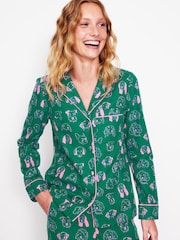 Boden Green Brushed 100% Cotton Pyjamas Shirt - Image 2 of 5