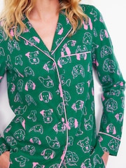 Boden Green Brushed 100% Cotton Pyjamas Shirt - Image 3 of 5