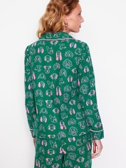 Boden Green Brushed 100% Cotton Pyjamas Shirt - Image 4 of 5
