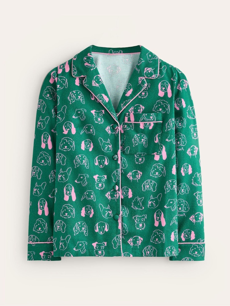 Boden Green Brushed 100% Cotton Pyjamas Shirt - Image 5 of 5