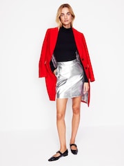 Boden Silver Metallic PU Skirt - Image 1 of 5
