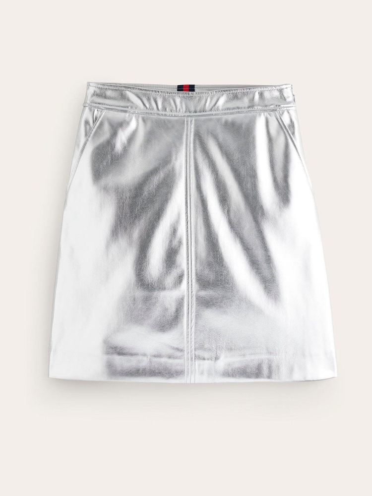 Boden Silver Metallic PU Skirt - Image 5 of 5 Boden Silver Metallic PU Skirt - Image 5 of 5