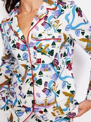 Boden Cream Brushed 100% Cotton Christmas Pyjama Shirt - Image 3 of 5