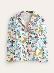 Boden Cream Brushed 100% Cotton Christmas Pyjama Shirt - Image 5 of 5