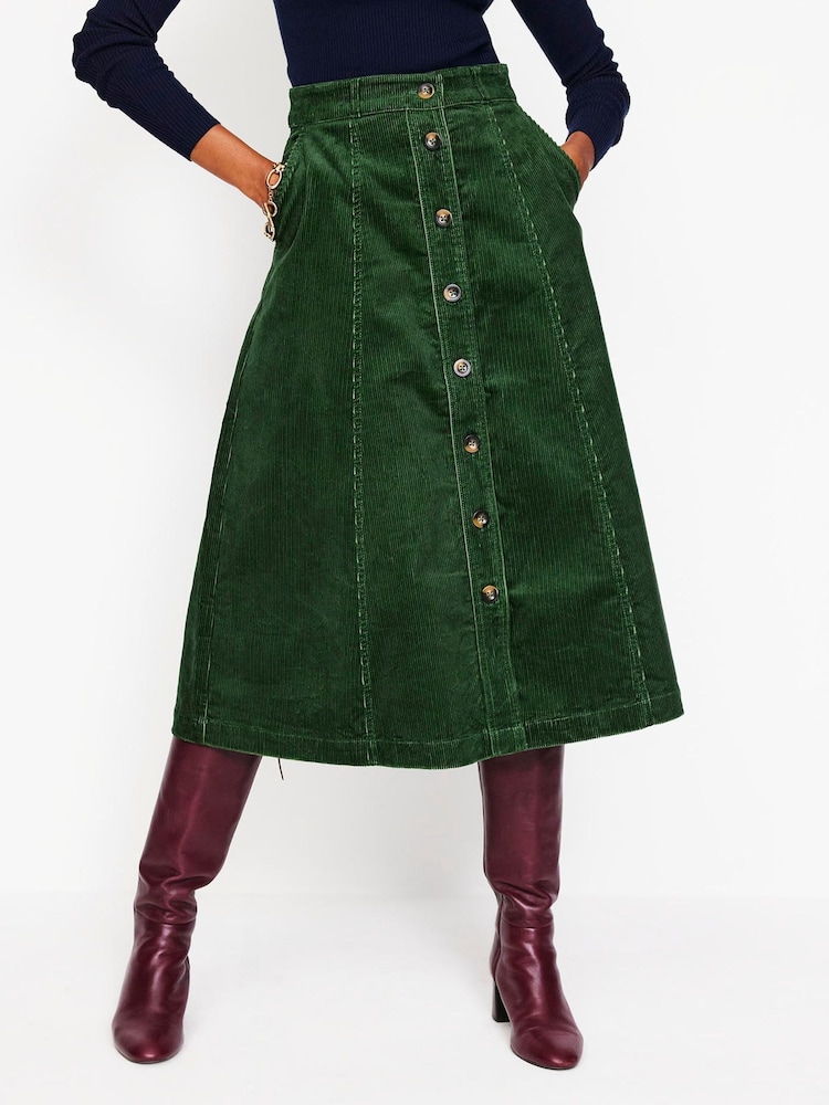 Boden Green Petra Cord Midi Skirt - Image 2 of 5 Boden Green Petra Cord Midi Skirt - Image 2 of 5