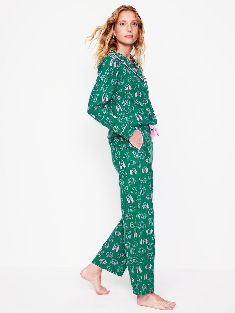 Boden Green Brushed 100% Cotton Pyjamas Trousers - Image 2 of 5