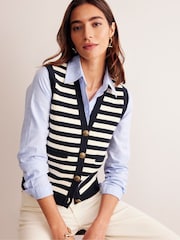 Boden Blue 100% Cotton Holly Knitted Waistcoat - Image 1 of 6