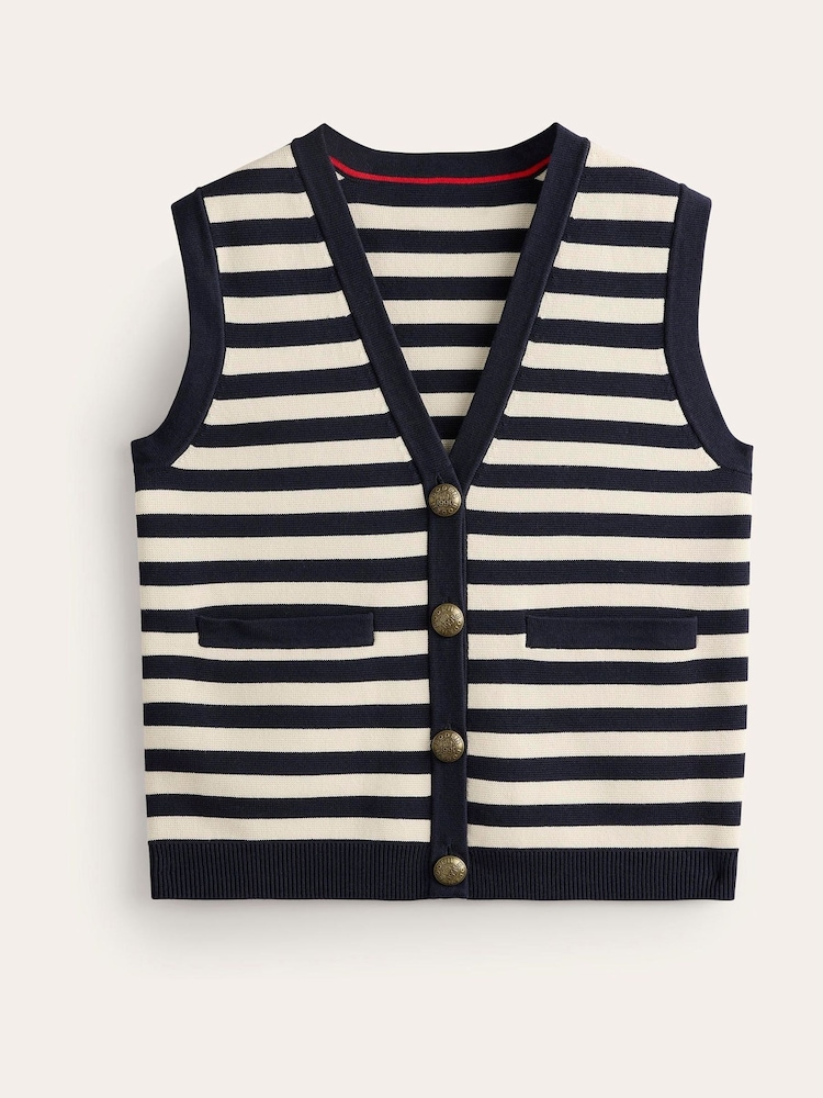 Boden Blue 100% Cotton Holly Knitted Waistcoat - Image 5 of 6