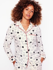 Boden Cream Brushed 100% Cotton Pyjamas Shirt - Image 1 of 6