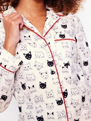 Boden Cream Brushed 100% Cotton Pyjamas Shirt - Image 2 of 6