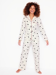 Boden Cream Brushed 100% Cotton Pyjamas Shirt - Image 4 of 6
