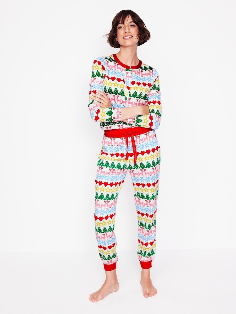 Boden Cream Jersey All Christmas Nightwear Pyjama Bottoms - Image 1 of 5
