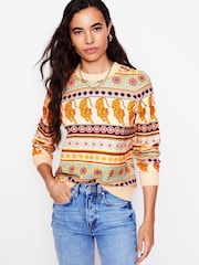 Boden Cream 100% Cotton Hannah Printed Sweatshirt - Image 3 of 5