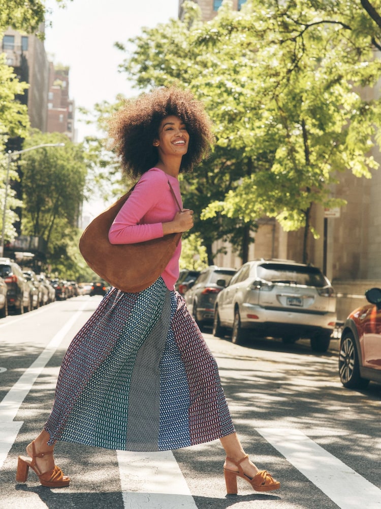 Boden Blue Knife Pleat Midi Skirt - Image 1 of 6