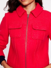 Boden Red Wool Zip Through Jacket - Image 2 of 5