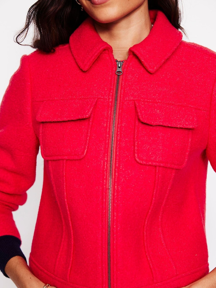 Boden Red Wool Zip Through Jacket - Image 2 of 5