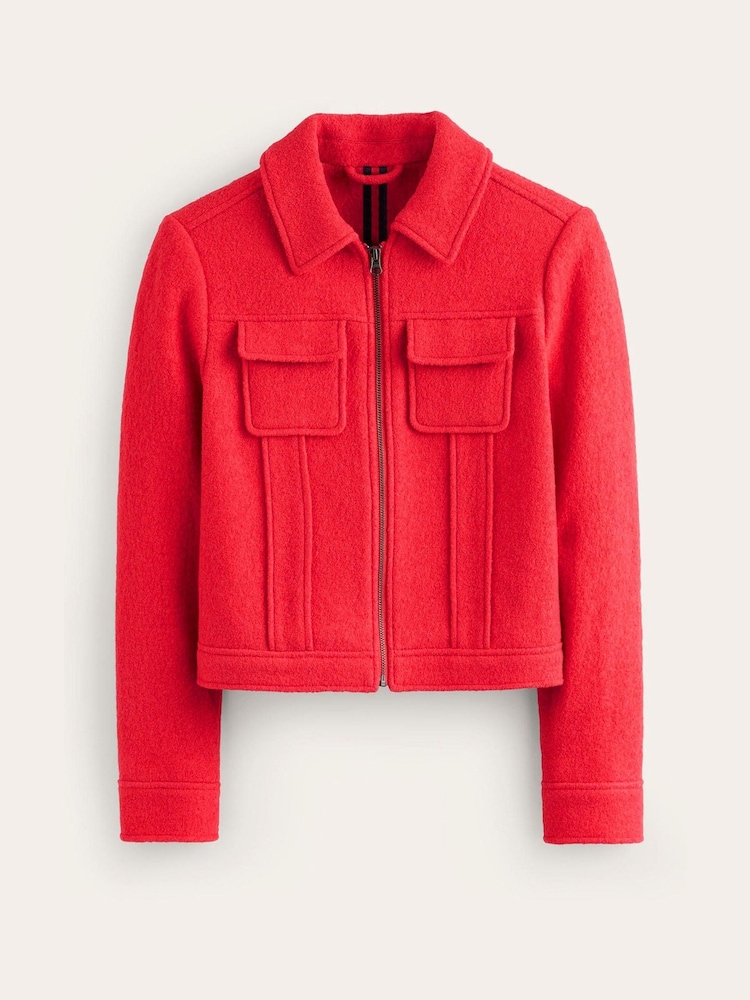 Boden Red Wool Zip Through Jacket - Image 5 of 5
