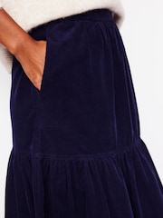 Boden Blue 100% Cotton Viv Cord Tiered Maxi Skirt - Image 3 of 5