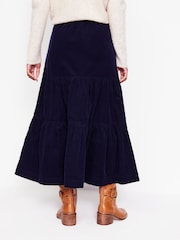 Boden Blue 100% Cotton Viv Cord Tiered Maxi Skirt - Image 4 of 5