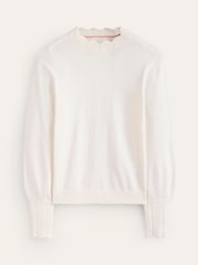Boden Cream Scalloped Jumper - Image 5 of 6