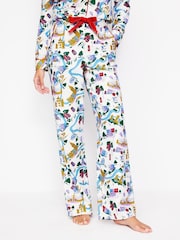 Boden White Brushed 100% Cotton Christmas Pyjama Trousers - Image 1 of 5