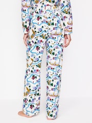 Boden White Brushed 100% Cotton Christmas Pyjama Trousers - Image 2 of 5