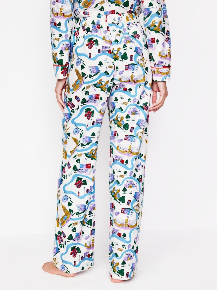 Boden White Brushed 100% Cotton Christmas Pyjama Trousers - Image 2 of 5