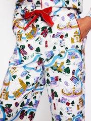 Boden White Brushed 100% Cotton Christmas Pyjama Trousers - Image 4 of 5
