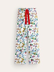 Boden White Brushed 100% Cotton Christmas Pyjama Trousers - Image 5 of 5
