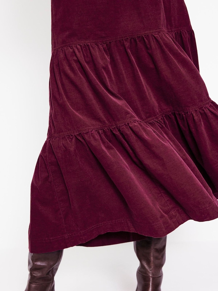 Boden Purple 100% Cotton Viv Cord Tiered Maxi Skirt - Image 2 of 5 Boden Purple 100% Cotton Viv Cord Tiered Maxi Skirt - Image 2 of 5