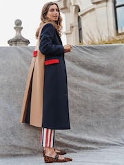 Boden Blue Colourblock Midi Coat - Image 1 of 6