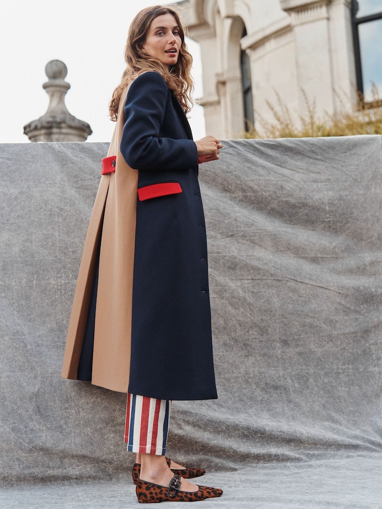 Boden Blue Colourblock Midi Coat - Image 1 of 6 Boden Blue Colourblock Midi Coat - Image 1 of 6