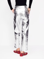 Boden Silver Tapered PU Trousers - Image 3 of 6
