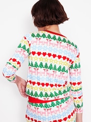 Boden Cream Jersey All Christmas Nightwear Pyjama Long Sleeve Top - Image 4 of 5