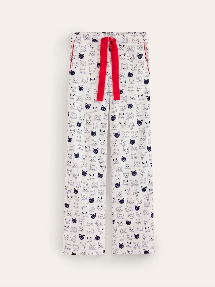 Boden Cream Brushed 100% Cotton Pyjamas Trousers - Image 5 of 5