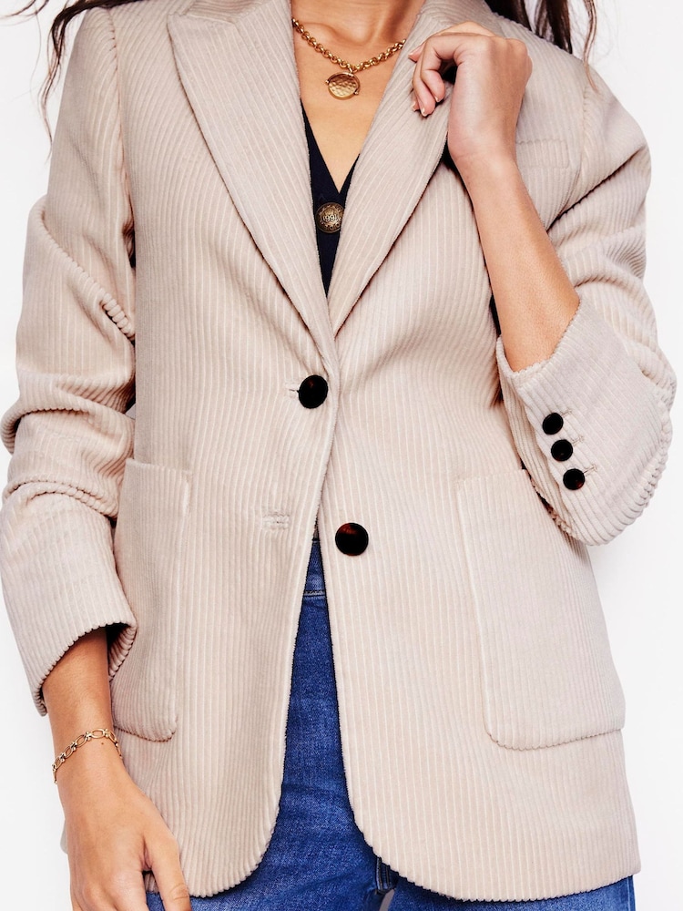 Boden Cream Relaxed Cord Blazer - Image 2 of 6 Boden Cream Relaxed Cord Blazer - Image 2 of 6