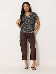 M&Co Black Petite Ditsy Button Through Blouse - Image 2 of 5