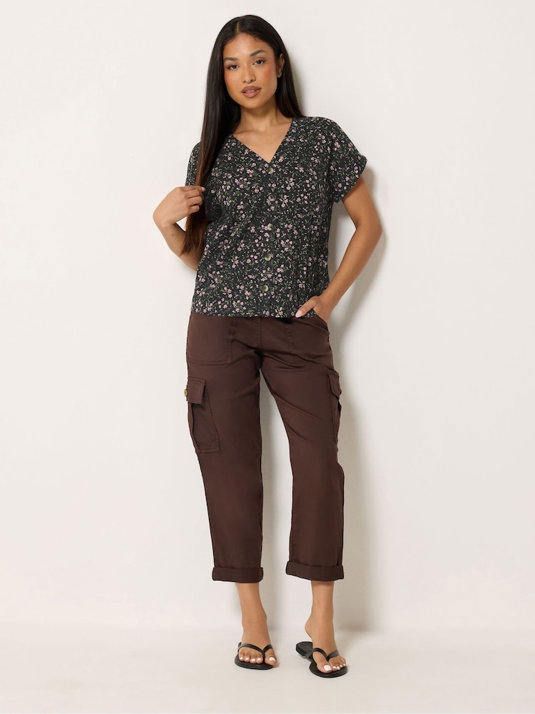 M&Co Black Petite Ditsy Button Through Blouse - Image 2 of 5