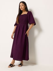 パープル - M&Co Petite 3/4 Sleeve Cornelli Dress - 画像 1 / 6